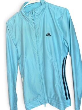 adidas Aqua Blue Full-Zip Athletic Jacket Size Medium